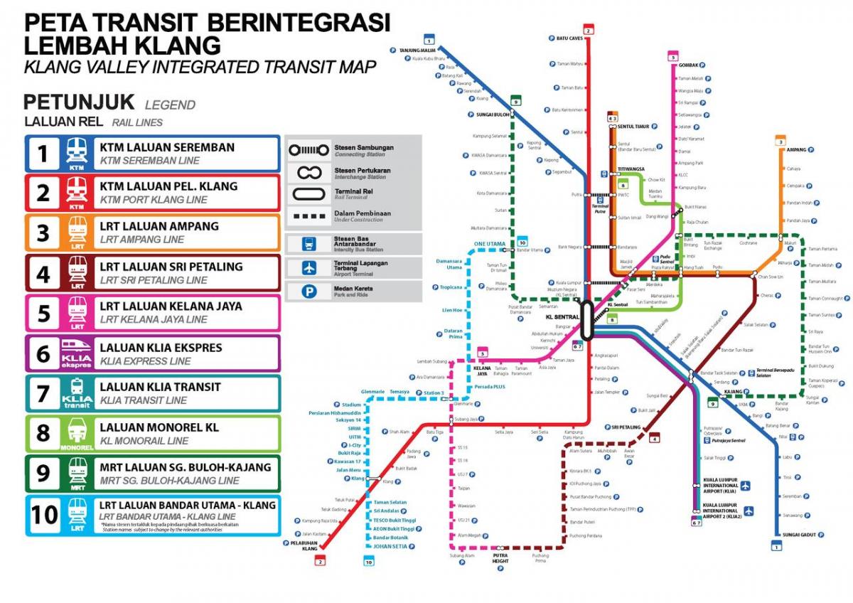 карта метро Куала-Лумпур