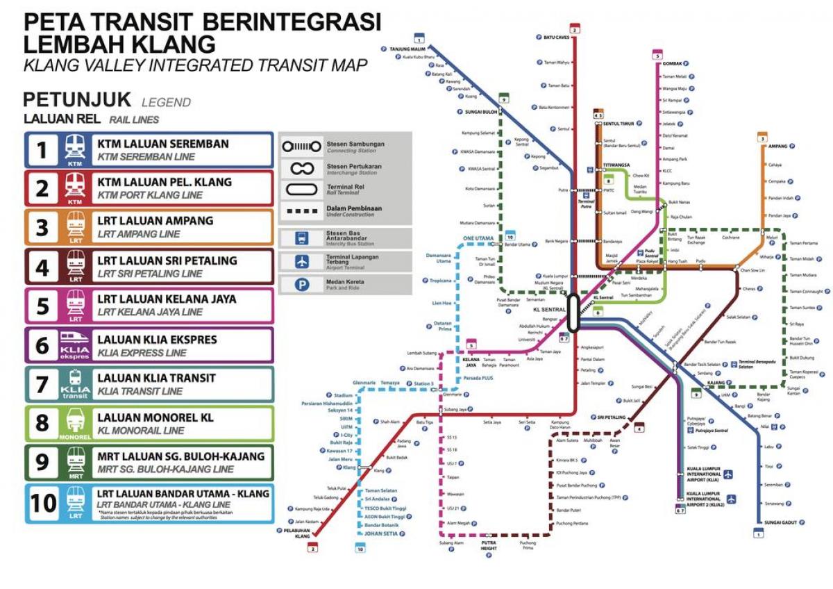 общественного транспорта карте Куала-Лумпура