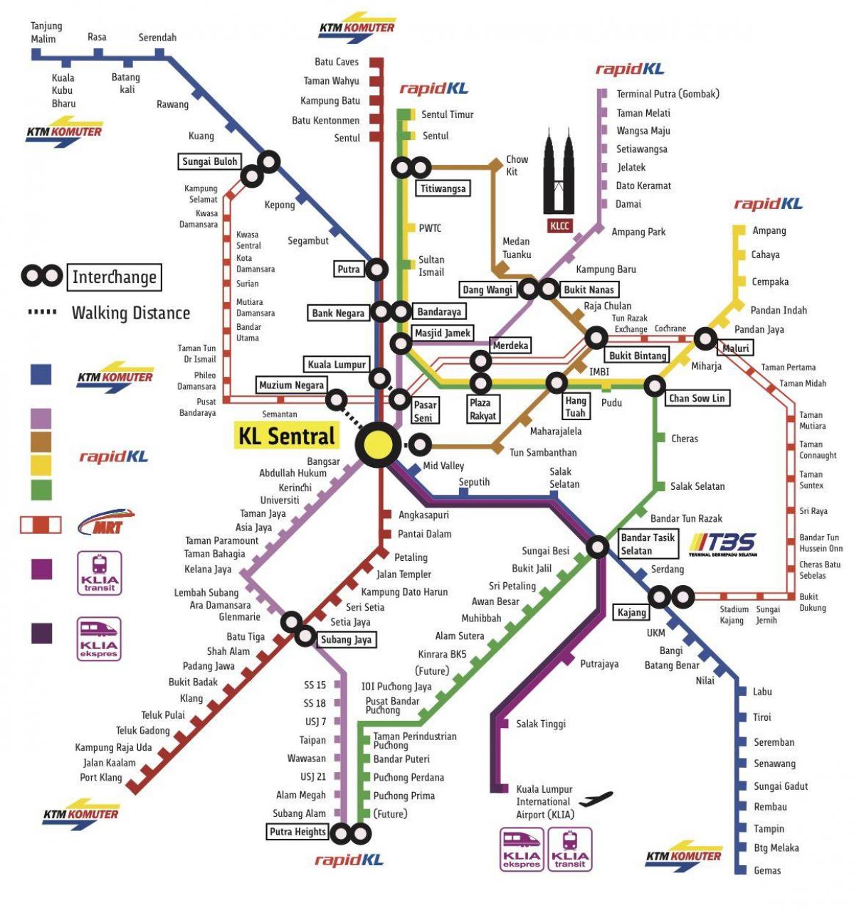 транспорт Куала-Лумпура карте