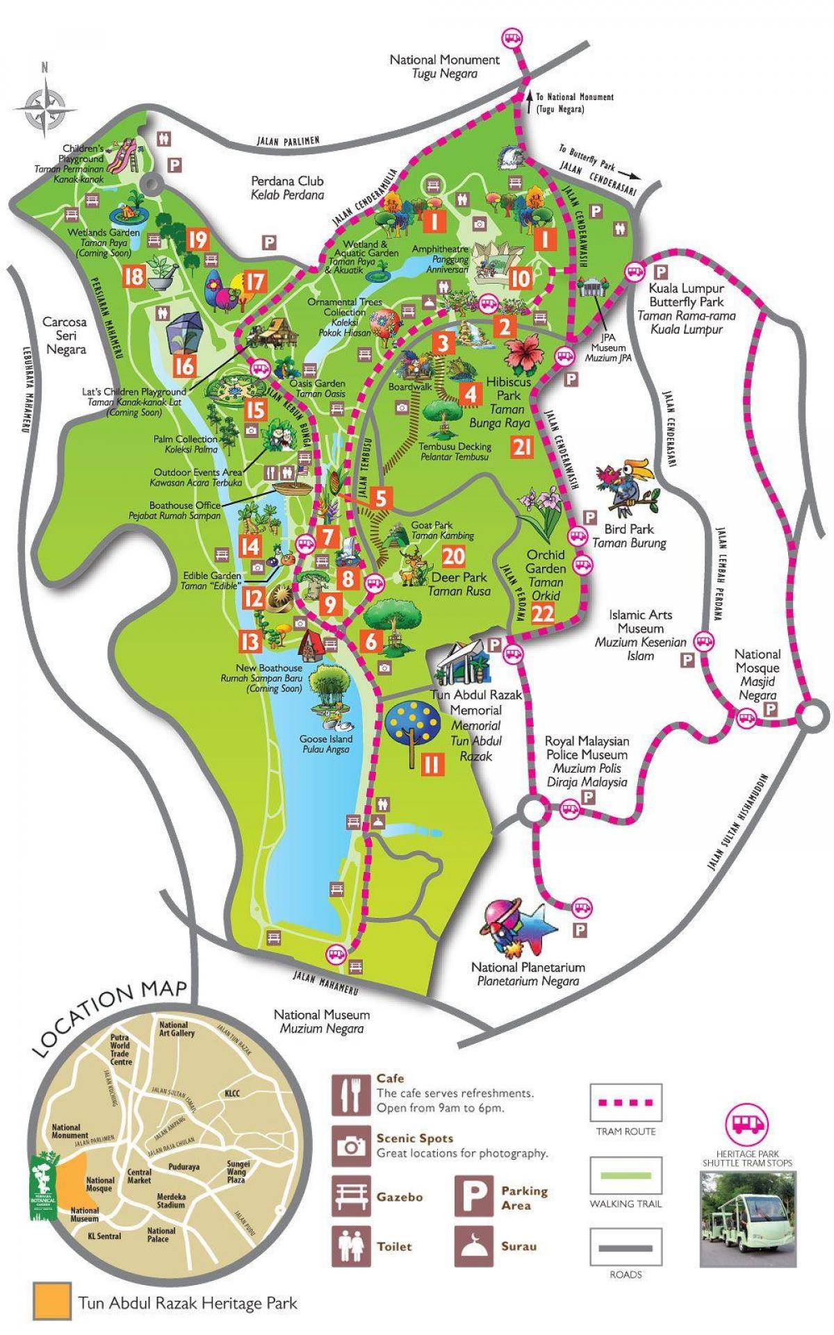 Карта Ботанический сад Пердана