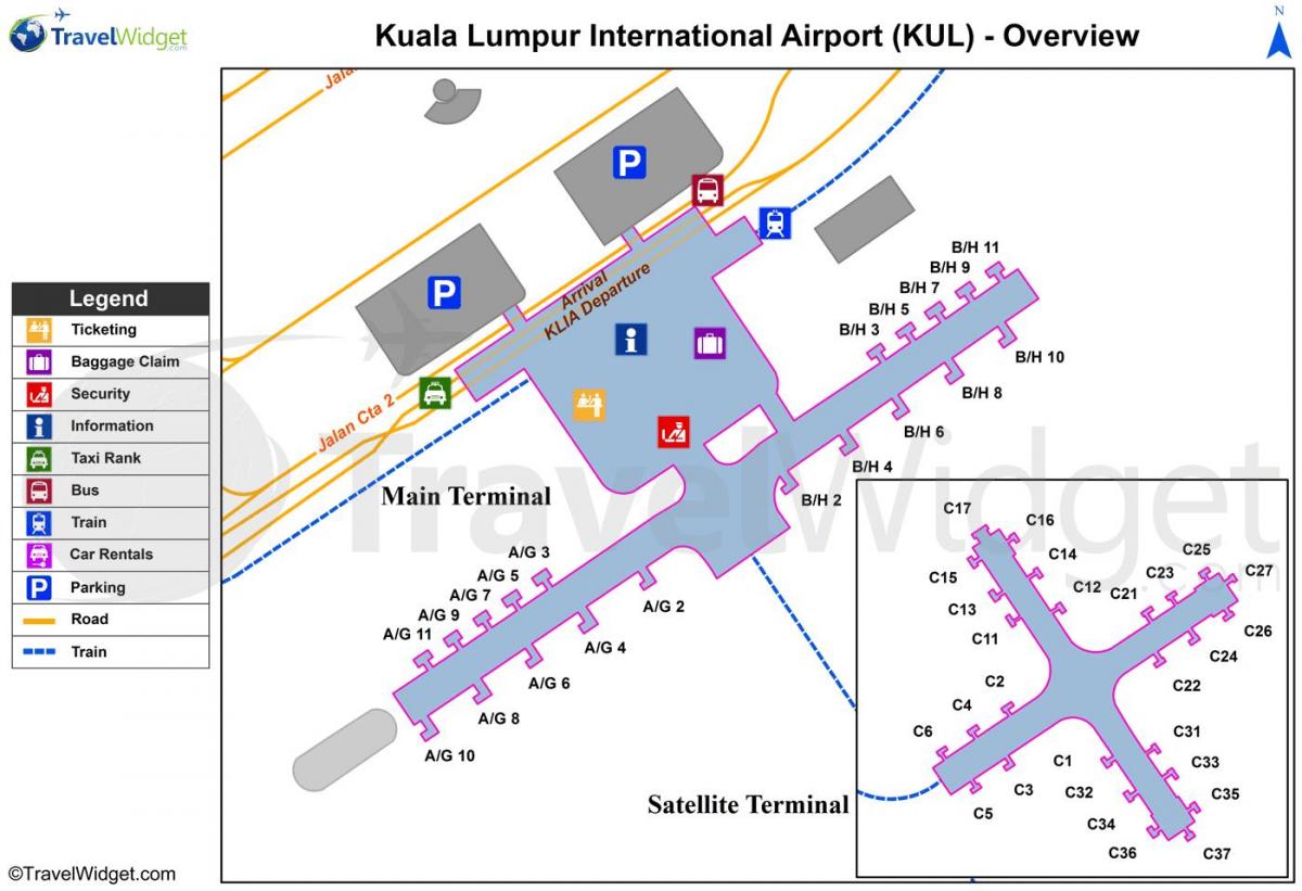 основной аэропорт Куала-Лумпур, терминал карта