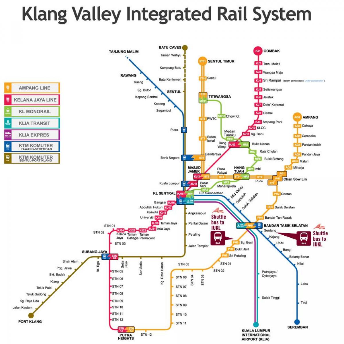 карта железнодорожных КЛ Малайзия