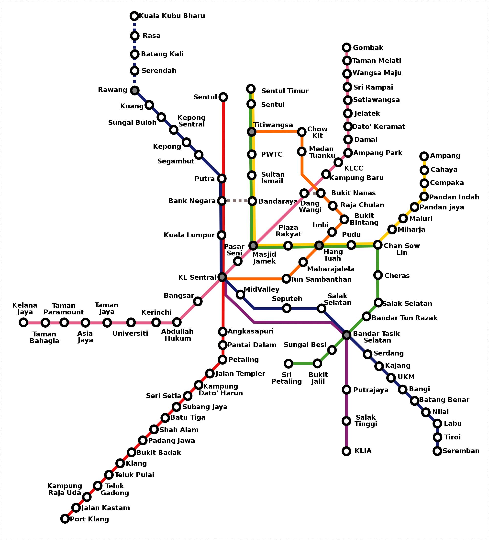 Схема метро куала лумпур на карте города