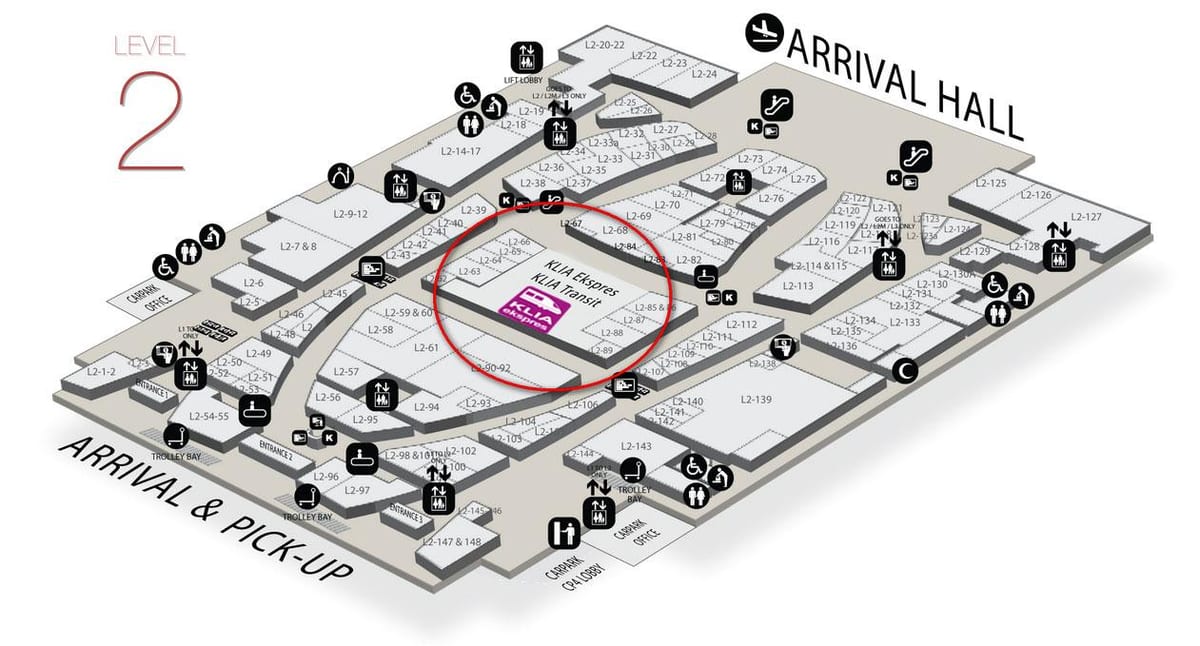 прибытие из klia2 карте