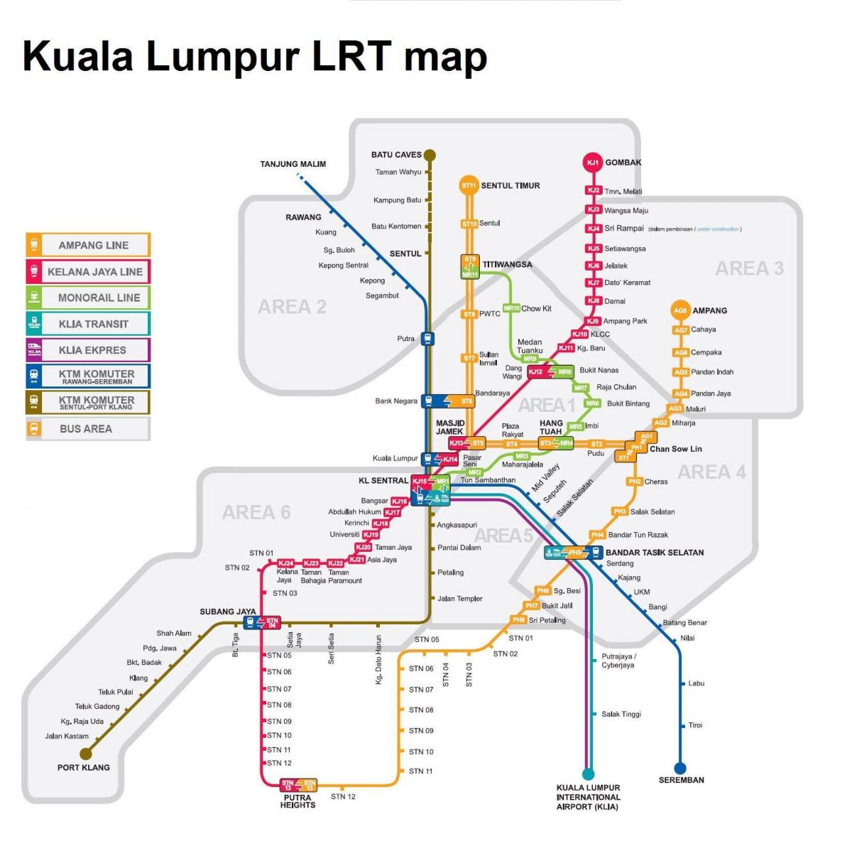 LRT карта Куала-Лумпур Малайзия