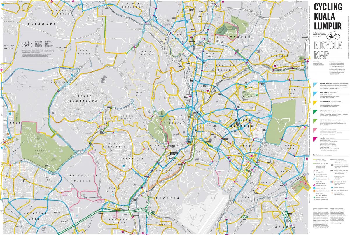 Карта велосипедных Куала-Лумпур велосипедов