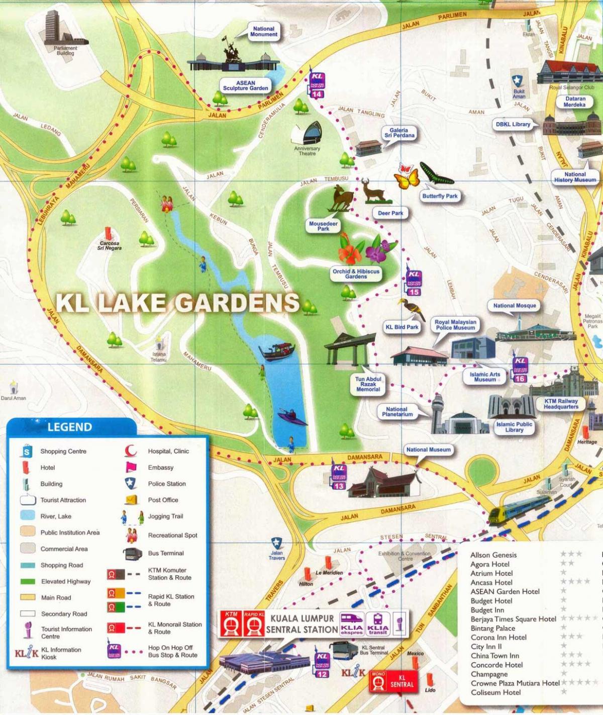 озеро сад Куала-Лумпур карте