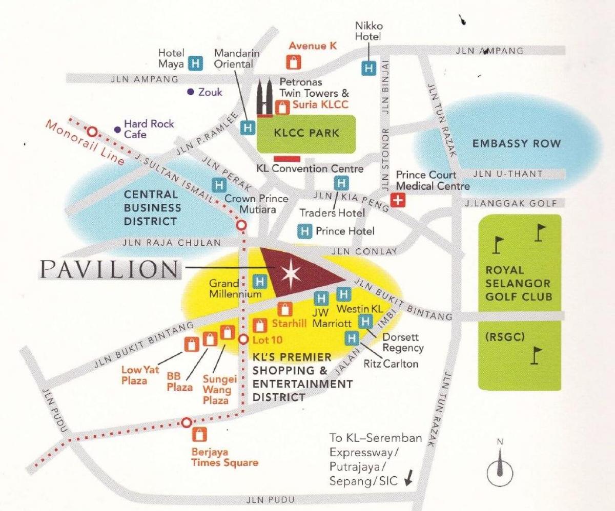карта достопримечательностей павильон Куала-Лумпур