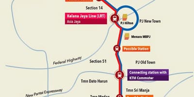 Келана Джая LRT станции карте